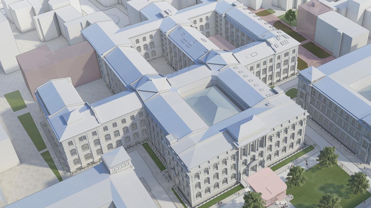 Grafik des Museumsgebäudes von oben