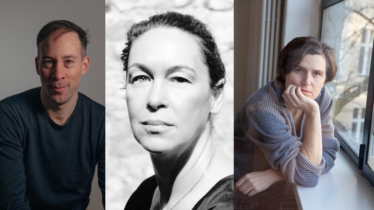 Portraitfotos der Autor:innen Daniel Falb, Judith Schalansky, Monika Rinck Portraitfotos der Autor:innen Daniel Falb, Judith Schalansky, Monika Rinck