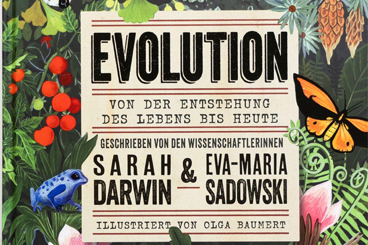 Bookcover with titel and various animals and plants 