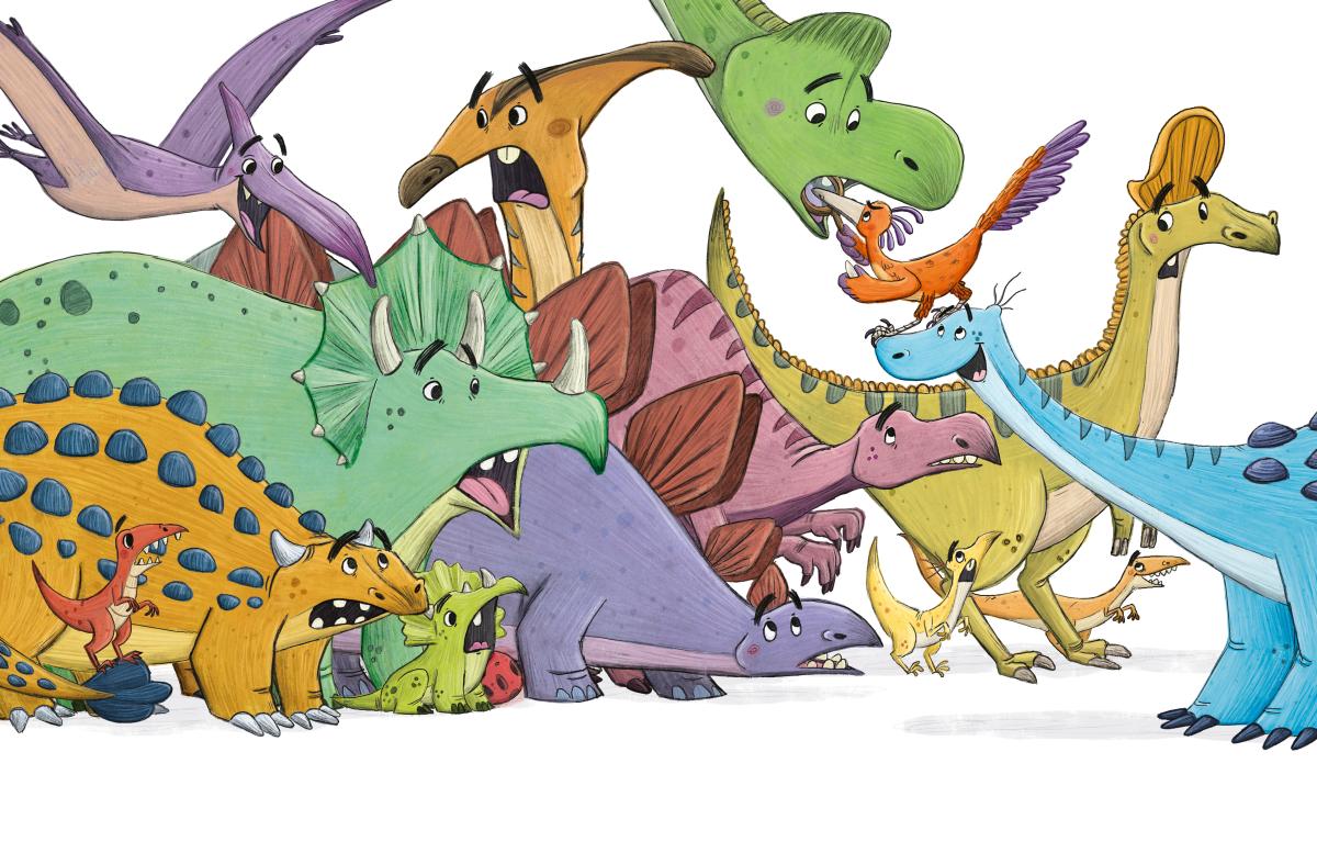 Illustration verschiedener bunter Dinosaurier
