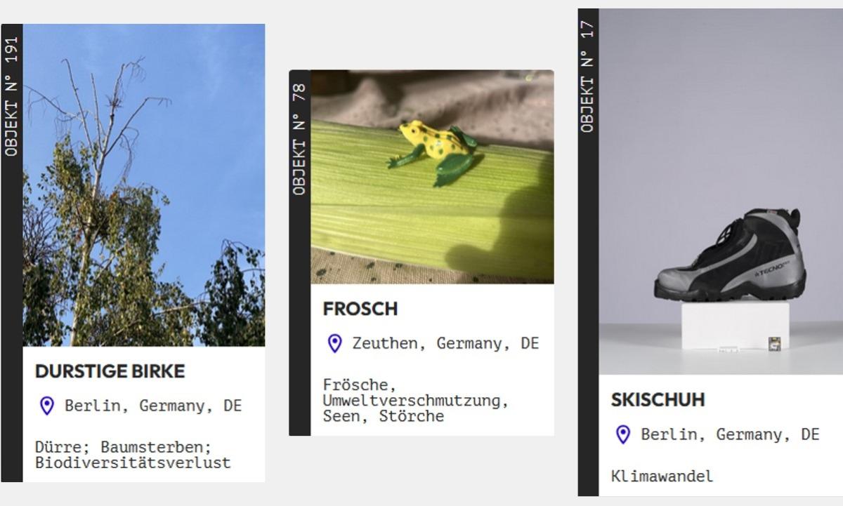 Eine Person verknüpft Objekte mit globalen Themen während einer Veranstaltung des Projekts Natur der Dinge. 