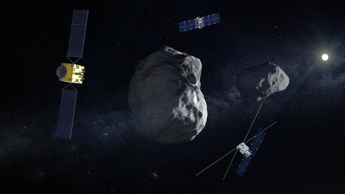 Simulation von Asteroiden im Weltraum