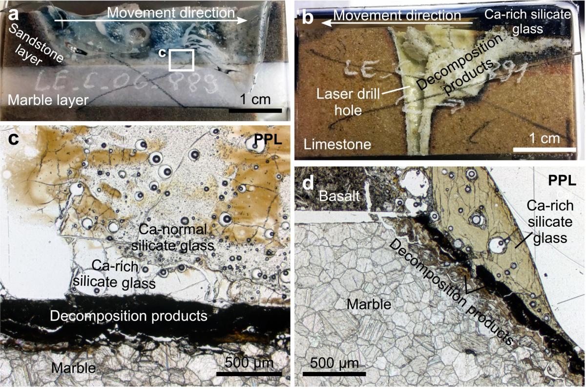 Interaktion von Karbonaten und lasergenerierten Silikatschmelzen in MENIM-Experimenten 