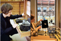 Die beiden Künstlerinnen am Arbeiten in der Sammlung