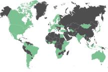 Weltkarte grün teilnehmende Länder des GS