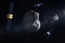 Simulation von Asteroiden im Weltraum