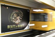 U-Bahnhof Naturkundemuseum mit Beats & Bones Podcast Plakaten