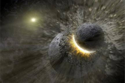 collision event between two celestial bodies